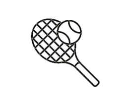 A Tennis racket and ball representing CobbleStone Country Club