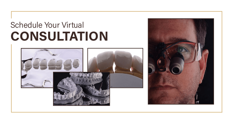 Dr. Griffin and images of veneers, crowns, and aligners. 